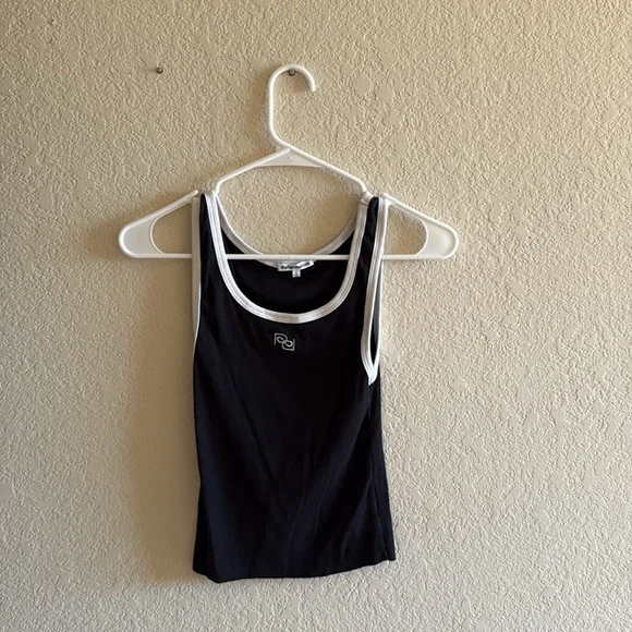 Reformation Erina Knit Tank Logo - Black/White - Picture 2 of 2